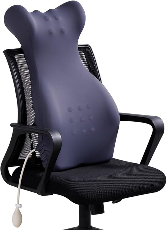 Lumbar Support Pillow for Office Chair - Memory Foam Back Support Pillow with Air Pump for Reducing Lower Back Pain, Adjustable Backrest for Office Chair/Desk Chair, Improve Posture