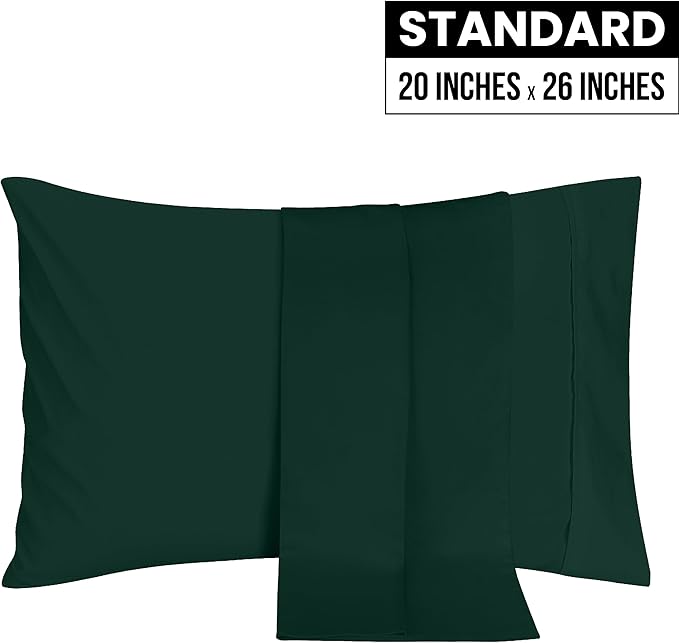 Utopia Bedding Standard Pillow Cases - 2 Pack - Envelope Closure - Soft Brushed Microfiber Fabric - Shrinkage and Fade Resistant Pillow Covers 20 X 26 Inches (Standard, Emerald)