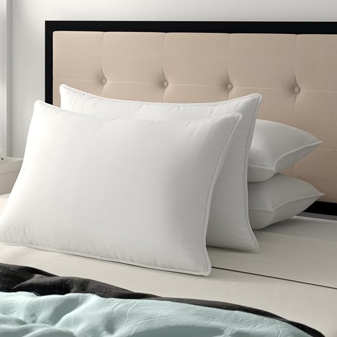 SILUI Ultra Thin Flat Soft Pillows Standard Size Set of 2 Pack Bed Pillow Down Alternative Fill for Side Back Stomach Sleepers, 20x26 Inches, White