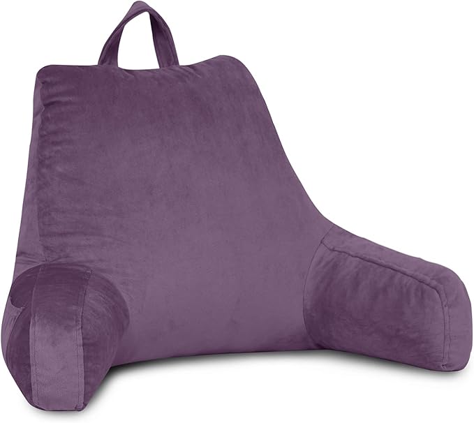 LOVTEX Reading Pillow with Removable Cover, Back Pillow for Sitting Up in Bed with Arms and Pockets, Bed Rest Pillow Adult, 20 x 15 Inches(Lavender)