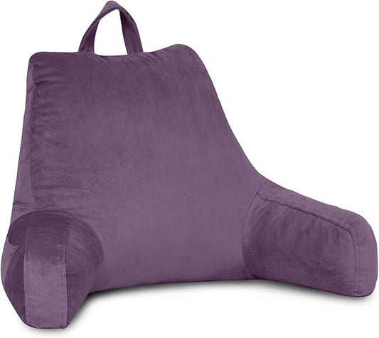 LOVTEX Reading Pillow with Removable Cover, Back Pillow for Sitting Up in Bed with Arms and Pockets, Bed Rest Pillow Adult, 20 x 15 Inches(Lavender)