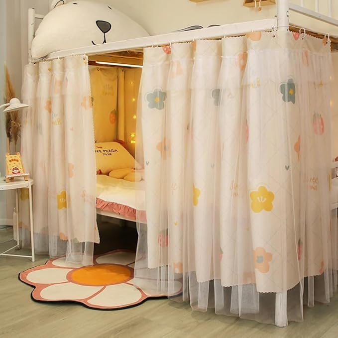 XGOPTS Bottom Bunk Bed Curtains Students Dormitory Bunk Bed Curtains Loft Bedroom Privacy Curtains Single Sleeper Blackout Cloth Bed Tent Curtain Shading Net Lightproof Bedding Spread Curtain Canopy