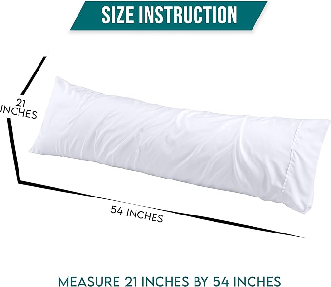 Utopia Bedding Body Pillow Cases - 2 Pack - Envelope Closure - Soft Brushed Microfiber Fabric - Shrinkage and Fade Resistant Pillow Covers 21 X 54 Inches (Body, White)