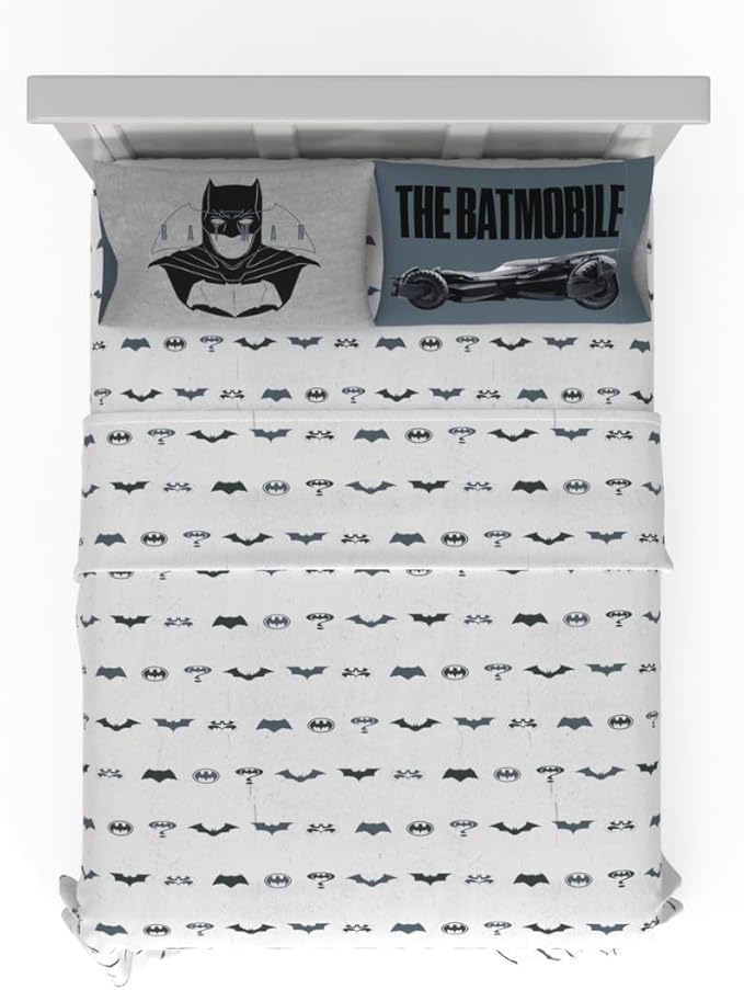 Franco Collectibles Batman Bedding Super Soft Microfiber Queen Sheet Set, College Dorm Essentials, (Officially Licensed Product)