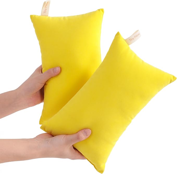 NTBAY Tiny Pillows, Down Alternative 7"x11" Microfiber Mini Pillows for Travel, Pets, Soft Machine Washable Small Pillows for Neck, Wrist, Lumbar and Knee, Yellow