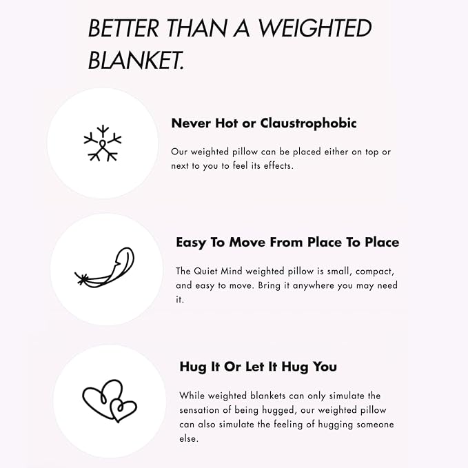 Quiet Mind The Original Weighted Pillow for Adults & Kids - (Small, Chili Oil, 6 lbs) - Weighted Body Pillow - Alternative to Weighted Blanket - Enhanced Deep Sleep and Stress Relief - Hug Pillow