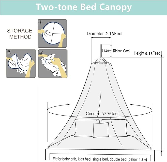 Eimilaly Two-Tone Bed Canopy Glow in The Dark Pink Blue, Mosquito Net Bed Canopy for Girls Room Decor, Single Door