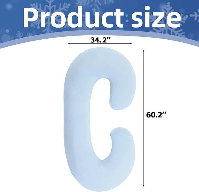 Cooling Pregnancy Pillow Cover (ONLY Pillowcase), Q-Max 0.4 C Shaped Luxurious Smooth Maternity Pillow Cover with Hidden Zip, Cool Large Pillow Protector for Side Hot Sleeper, Blue, 60x34 in