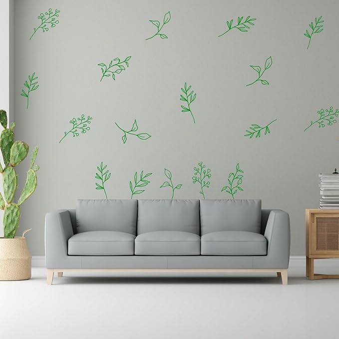 Botanical Leaves Wall Decals Flowing Leaves Modern Wall Decor Nursery Decor Leaf Wall Stickers Removable Vinyl Decals