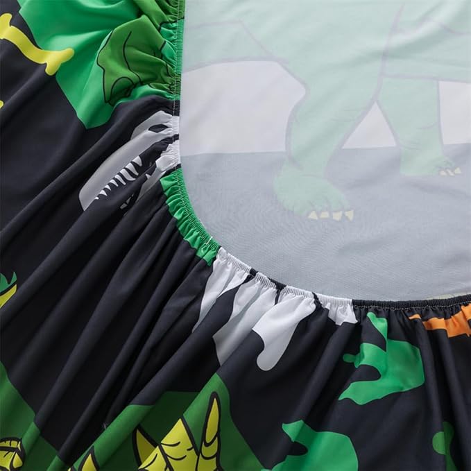 qjmiaofang Dinosaur Sheets Full Size for Boys Dinosaur Sheet Set 4Pieces Ancient Dinosaur Flat Sheet Set T-Rex Flat Sheet Animals Printed Dinosaur Bed Sheet 1 Fitted Sheet 1 Flat Sheet 2 Pillowcases