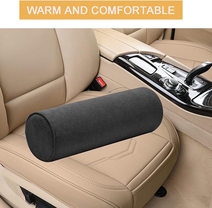 Cylinder Round Memory Foam Support Pillows 17.8X6 Cervical Neck Roll Pillow with Pillowcase Soft, Comfortable and Breathable for Sleeping, Chair, Car, Sofa，Travel Black