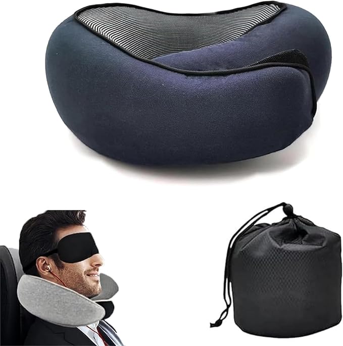 Travel Pillows for Airplanes,2024 New Travel Pillow,Travel Neck Pillow Neck Pillow Airplane Memory Foam Travel Pillow Neck Pillow for Traveling Suitable for Airplanes,Offices and Cars（Dark Blue）