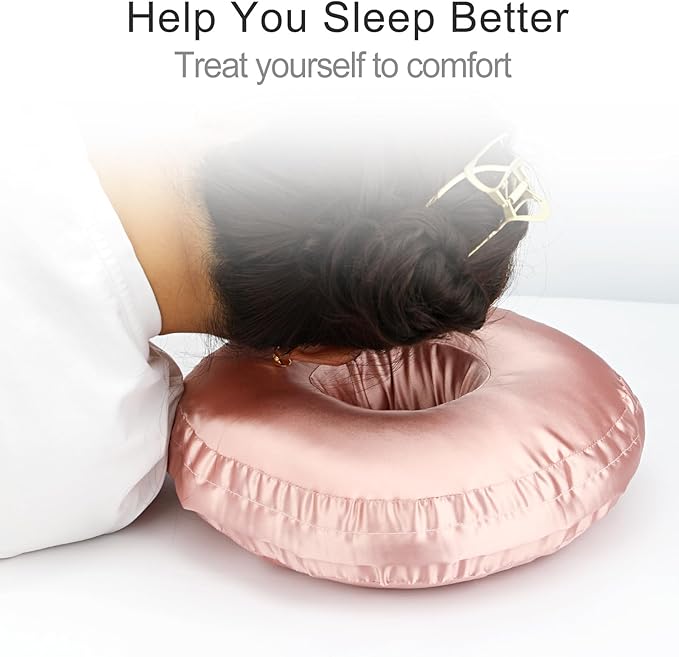 Silky Ear Piercing Pillows with Holes Removable Pillowcase Washable Donut Pillow for Ear Pain Side Sleeping Cartilage CNH Pressure Sore Tinnitus Headphones Relief Guard Protector Coral