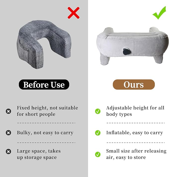 Inflatable Reading Pillow for Gaming Foldable Soft Lap Desk Pillow for Reading Working Gaming Pillow Lep for Bed, Arm Rest Pillow for Adult, Laptop Pillow for Lap in Bed Floor Sofa Couch Camping