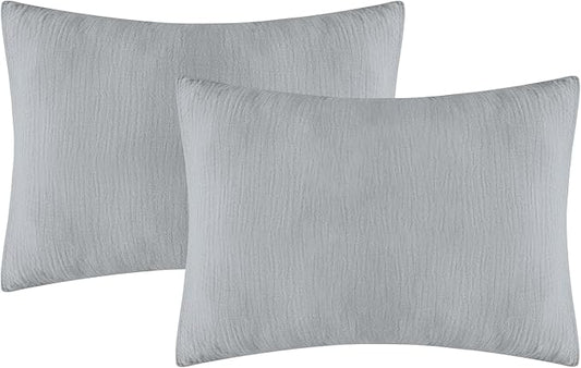 Organic Cotton Muslin Mini Pillowcases with Envelope Design,2 Pack Ultra Breathable Kids Toddler Pillowcases for Boys and Girls- 13 x 18 inches (Grey)