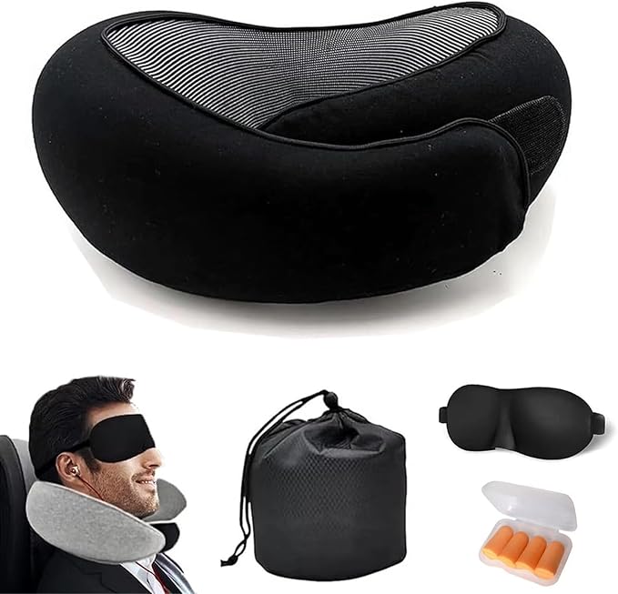 Travel Neck Pillows for Airplanes 2024 New Travel Pillow Neck Travel Pillow Memory Foam Airplane Pillow Soft Airplane Neck Pillow(Black)