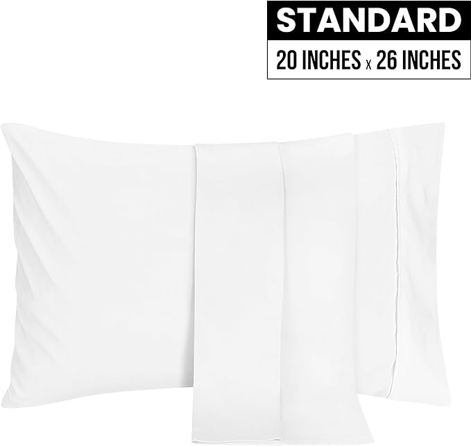 Utopia Bedding Standard Pillow Cases - 2 Pack - Envelope Closure - Soft Brushed Microfiber Fabric - Shrinkage and Fade Resistant Pillow Covers 20 X 26 Inches (Standard, White)