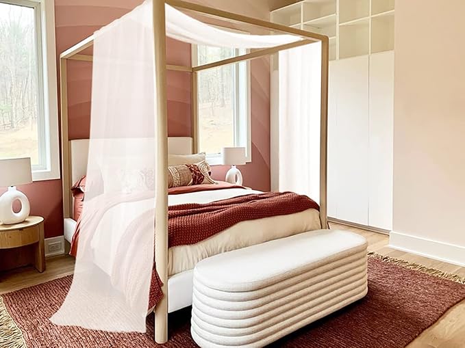 Fragrantex Beige Sheer Scarf Valance Window Curtain Soft Chiffon Extra Long Canopy Bed Curtains Panel for Kids Room Living Room,Swag Valance Wedding Arch Backdrop Curtain 52W x 256L,1 Panel