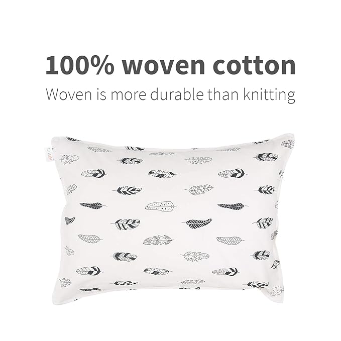 ALVABABY Toddler Pillowcases Fits 13 x 18,12x 16 Kids Pillow 2 Pack Cotton Baby Pillow Cover Envelope Kids Pillowcases for Boys Girls Feathers 2FTP04