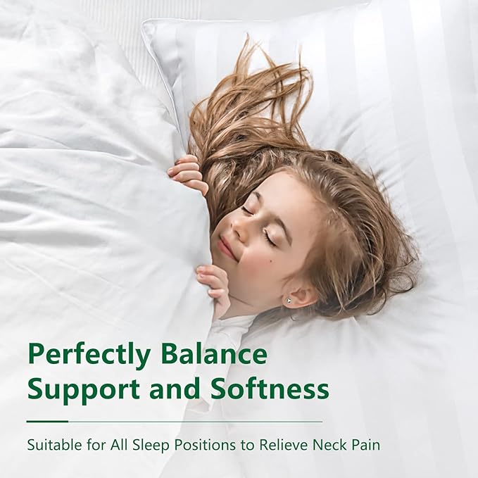 COZSINOOR Queen Size Bed Pillows for Sleeping: Hotel Quality, Set of 2 - Down Alternative Microfiber Filled for Back, Stomach, Side Sleepers, Breathable, and Skin-Friendly