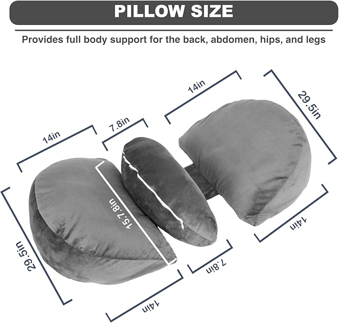 Pregnancy Pillow for Pregnant Women Sleeping, Maternity/Pregnancy Body Pillow Support for Back, Legs, Belly, HIPS of Pregnant Women Grey, Small