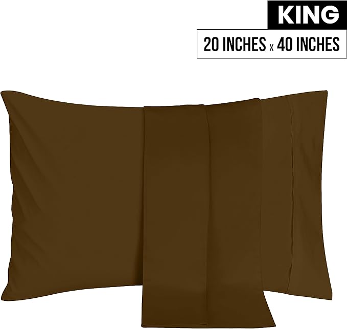 Utopia Bedding King Pillow Cases - 2 Pack - Envelope Closure - Soft Brushed Microfiber Fabric - Shrinkage and Fade Resistant Pillow Covers 20 X 40 Inches (King, Mocha)