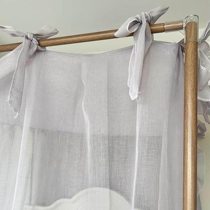 Elegant Princess 4 Corner Post Mosquito Net Romantic for Girls Women Bed Curtain Canopy for Adult Wedding Bedroom Kids Rooms Decoration (Type4-Grey, California King)