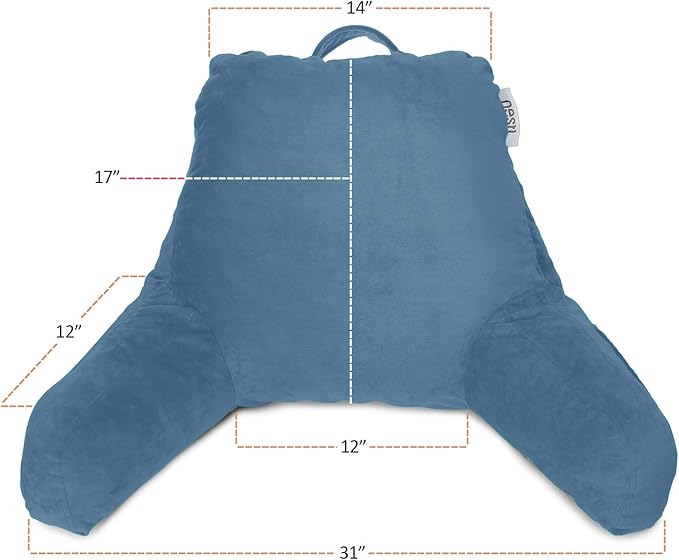 Nestl Reading Pillow Standard Bed Pillow, Back Pillow for Sitting in Bed Shredded Memory Foam Chair Pillow Reading & Bed Rest Pillows Blue Heaven Back Pillow for Bed, Bed Chair Arm Pillow with Pockets