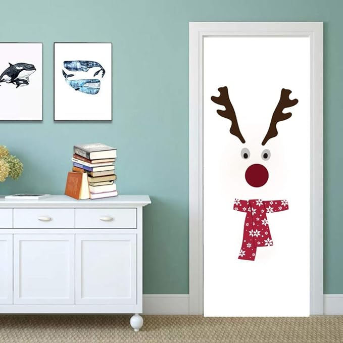 IARTTOP Cute Santa Claus Wall Sticker，Vinyl Christmas Reindeer Art Wall Decal Kitchen Fridge Window DIY Wall Sticker Home Decor