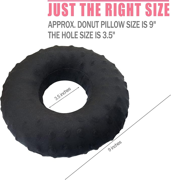 Ear Hole Piercing Pillows for Ear Pain Side Sleeping CNH Pillow Pressure Sore Pain Relief Ear Guard Protector Lifesaver Tinnitus Support Neck Head, Minky Dot Black