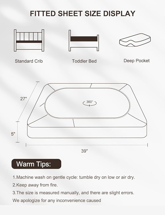 Neutral Muslin Cotton Small Pack n Play Mattress Pad Cover, 39"x27" Soft and Breathable Baby Sheets for Pack and Play, Beige Pack and Play Mattress Pad Sheets for Baby Unisex (46P-11)