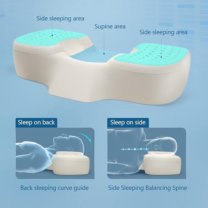 Cervical Pillow for Pain Relief Sleeping, Adjustable Ergonomic Contour Memory Foam Neck Pillow for Sleeping, Orthopedic Neck Support Pillow Bed Pillows (Large Size 23.6Lx13Wx(5.1"-5.9") H)