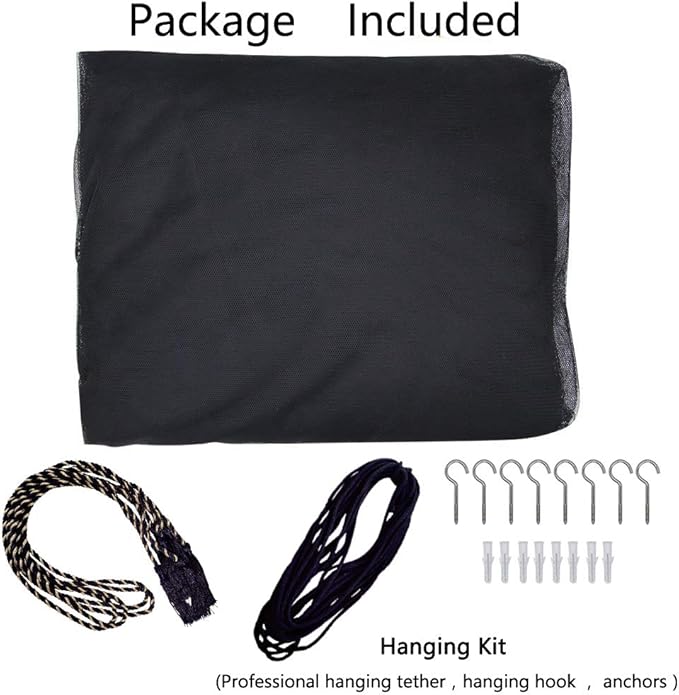 Comtelek Mosquito NET for Bed Canopy, Four Corner Post Curtains Bed Canopy Elegant Mosquito Net Set, Stick Hook &Profession Rope for net, Screen Netting Canopy Curtains, Full/Queen/King/Black