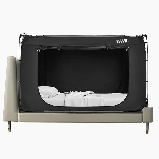 Bed Tent Bed Canopy Queen Size, Portable Sleeping Tents Dream Tents Indoor for Kids and Adult, Blackout 70% Breathable Privacy Space on Bed with Three Doors (Mattress Not Included)