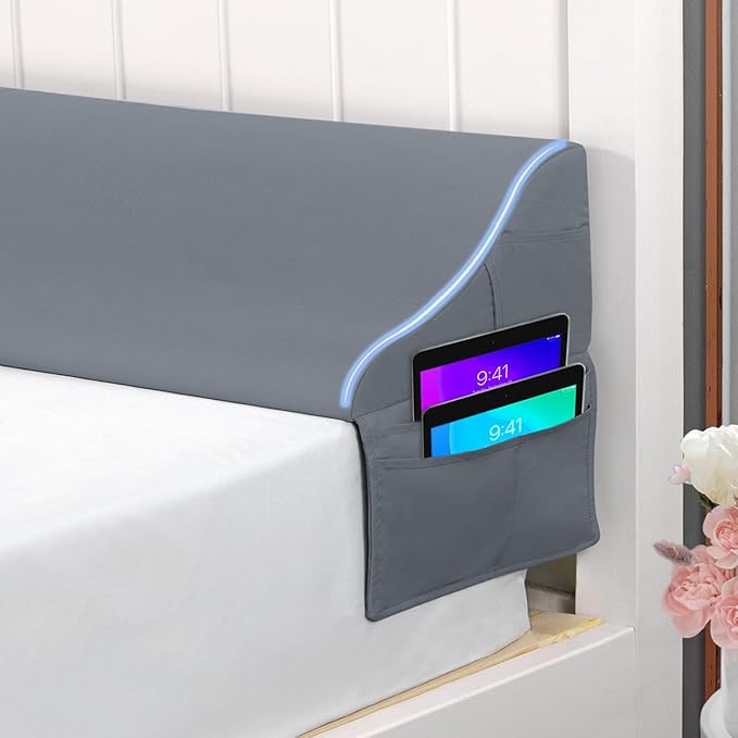 Vekkia King Size Bed Wedge Pillow for Headboard/Bed Wedge Gap Filler/Mattress Gap Filler/Wedge Pillow Headboard to Close The Gap (0-6") Between Your Headboard and Mattress, (Grey 76"x10"x7")