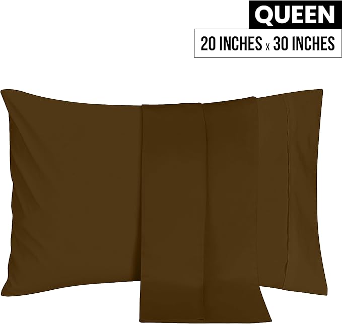 Utopia Bedding Queen Pillow Cases - 2 Pack - Envelope Closure - Soft Brushed Microfiber Fabric - Shrinkage and Fade Resistant Pillow Covers 20 X 30 Inches (Queen, Mocha)