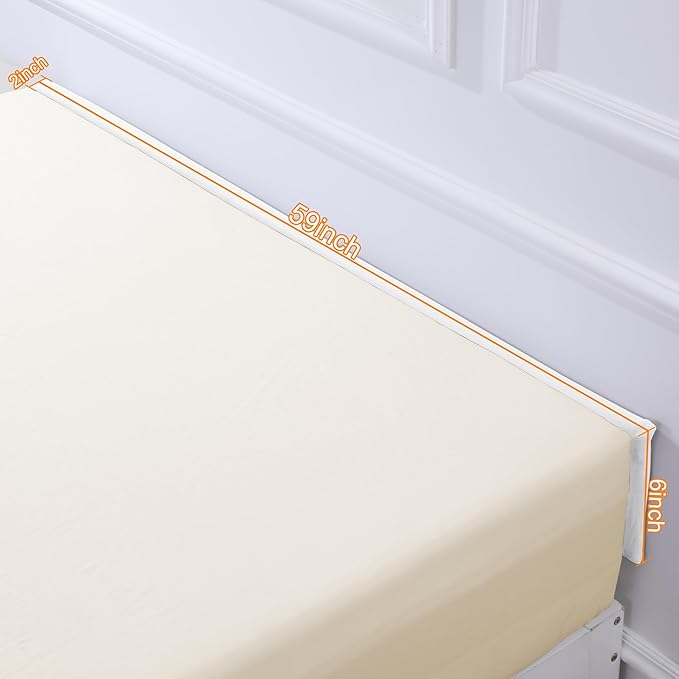 MABOZOO Bed Gap Filler Cushion, Long Thick Filler Bolster Pillow Stopper for Headboard Space Gap, Bed Mattress Extender Bed Wedge Pillow (White, 2X6X79inch)