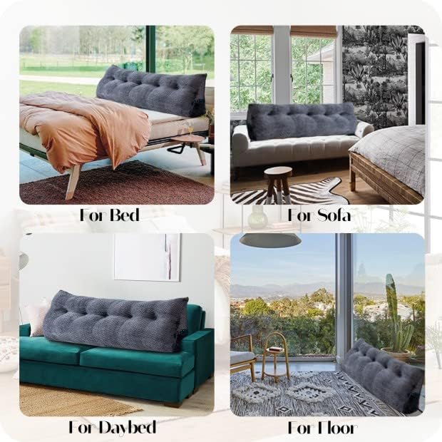 Large Bolster Triangular Headboard Wedge Backrest Positioning Support Bed Rest Reading Pillows Headboard Wedge Pillows for Day Bed Bunk Bed with Removable Cover, Twin (39x8x20 Inches)