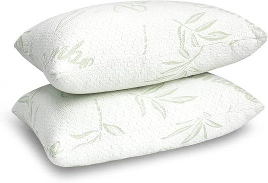 JJDANFILL Rayon Derived from Bamboo Pillow for Sleeping, Shredded Memory Foam Pillow King Size Set of 2, Adjustable Cooling Bed Pillow for Side Back Stomach Sleeper with A Washable Cover 20x36