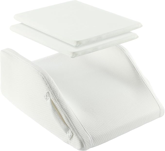 Double Leg Elevation Pillow - Memory Foam Leg Elevating Wedge Pillow - Foam Leg Support Pillow & Knee Wedge to Elevate Feet & Knee for Back Sleeping - Both Legs