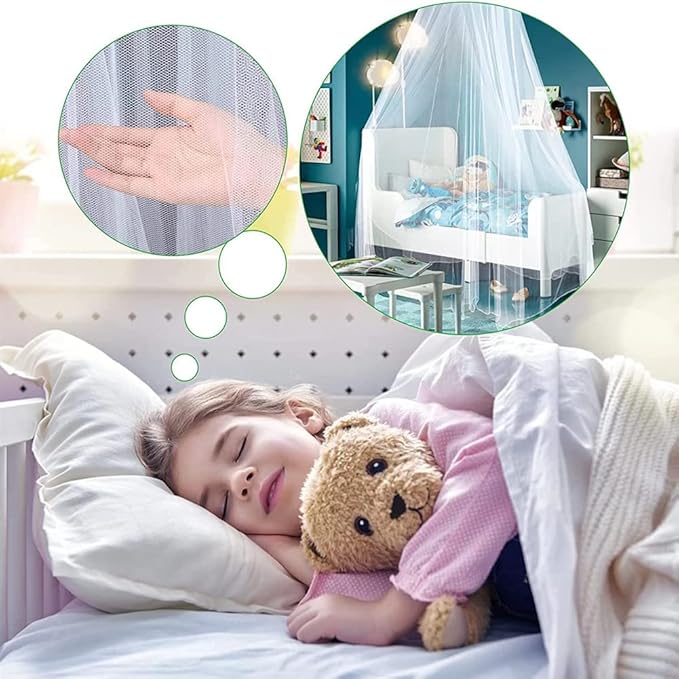 Eimilaly Bed Canopy Mosquito Net, Bed Canopy for Girls Room Decor - Insect Protection Hanging Canopy for Adults, Babies, Outdoor Camping, Blue/Single Door