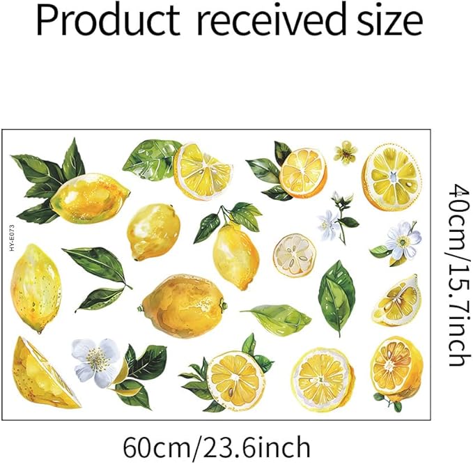 Lemon Wall Decals Fruit Lemon Wall Stickers Peel and Stick Wall Art Decals for Kitchen Cabinet Window Country Restaurant Dining Room Refrigerator Decor
