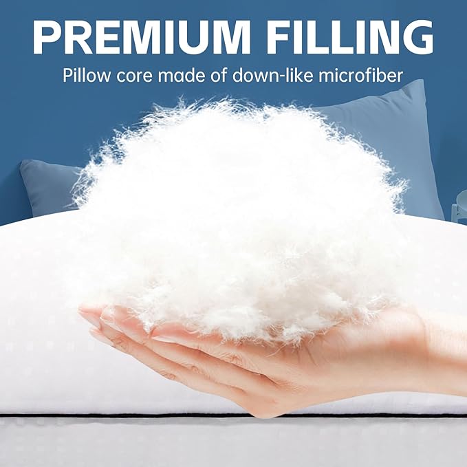 Wansimoo Bed Pillows for Sleeping Standard Size Set of 4,Comfortable Hotel Cooling Pillows 4 Pack, Soft & Support Pillows for Back, Stomach or Side Sleepers