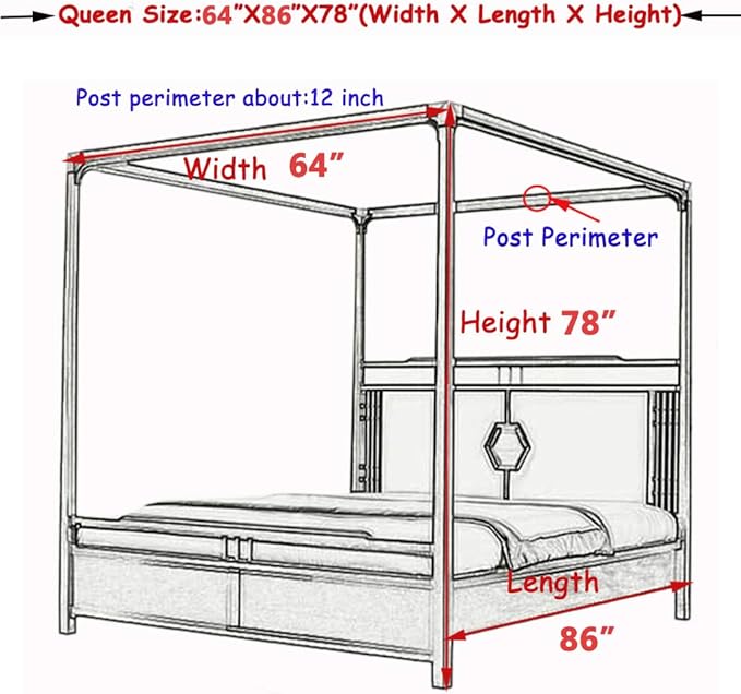 Elegant Lace Princess 4 Corner Post Mosquito Net Romantic for Girls Women Bed Curtain Canopy for Adult Wedding Bedroom Kids Rooms Decoration (Color-B, Queen)