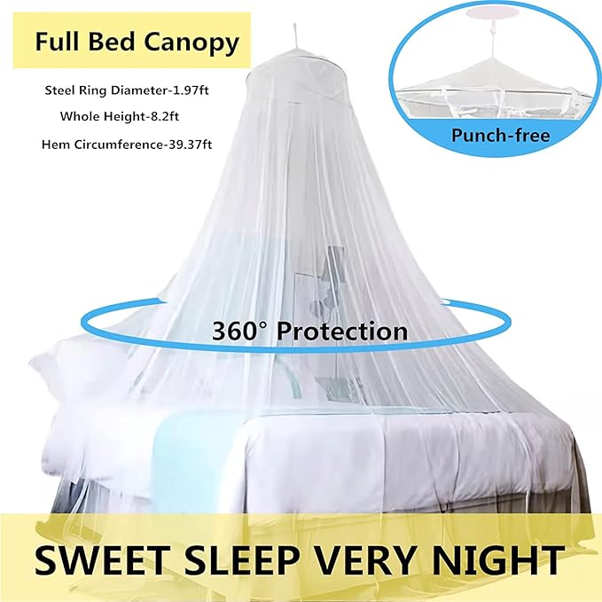 Eimilaly Bed Canopy Mosquito Net with 250pcs Warm White Curtain Lights, Bed Canopy for Girls Room Decor or Theme Party, Purple/Warm White Lights