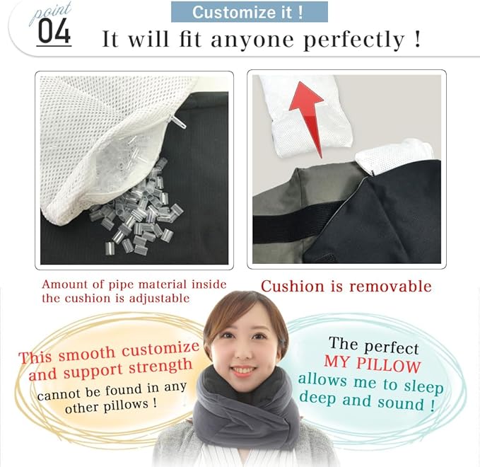 Riverland Travel Pillow Neck Pillow Strong Support Easy to Carry Compact Designed in Japan Useful in Office naps Airplane car Train for Sleeping (Navy)