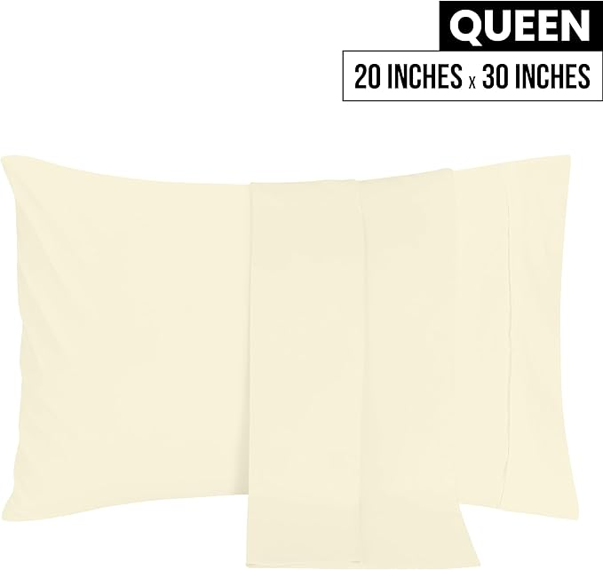 Utopia Bedding Queen Pillow Cases - 2 Pack - Envelope Closure - Soft Brushed Microfiber Fabric - Shrinkage and Fade Resistant Pillow Covers 20 X 30 Inches (Queen, Ivory)