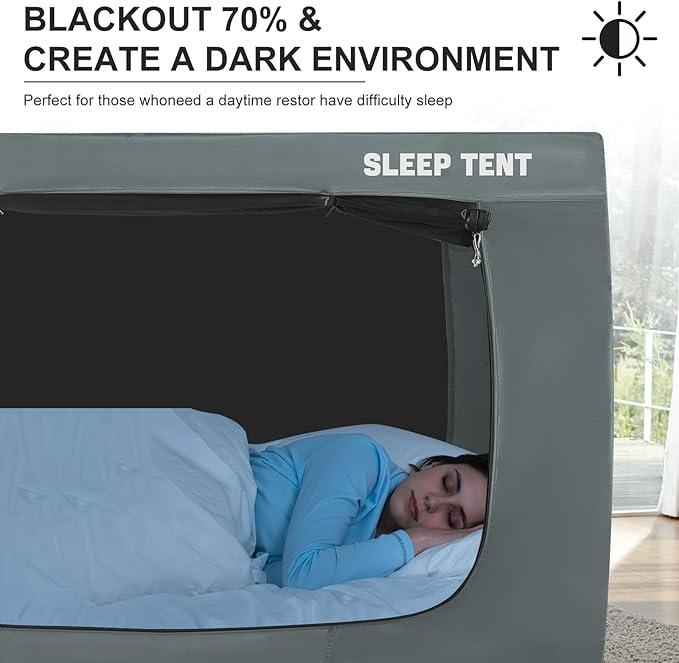 Bed Tent Twin Bed Canopy Dream Tents for Indoor Portable Blackout Tents Privacy Space Warm Breathable Sleeping Tents for Kids and Adult(Light Gray,Mattress Not Included) Reducing Light