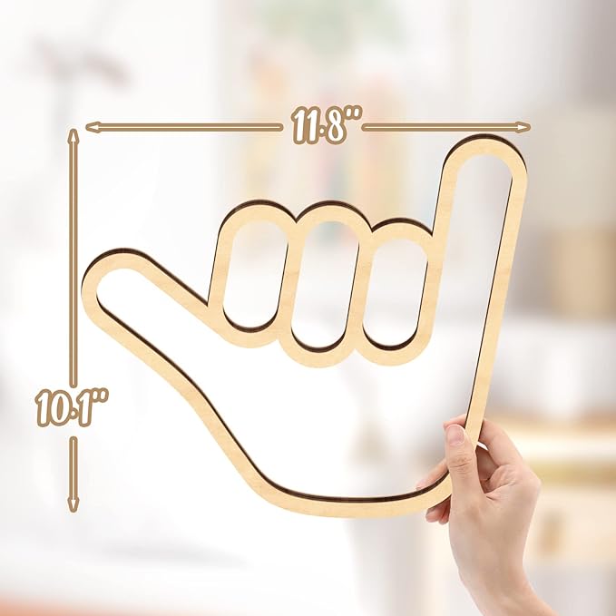 Shaka Wooden Wall Sign Hang Loose Sign Hawaii Aloha Surfer Hand Sign Surf Wall Decor for Home Living Room Kitchen Bathroom Bedroom Hand shape Finger Nursery Room Decoration
