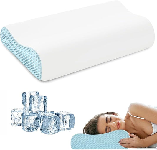 Memory Foam Cooling Bed Pillows for Sleeping, Ergonomic Cervical Pillow for Neck and Shoulder Pain Relief, Adjustable Cold Pillow with Pillowcase